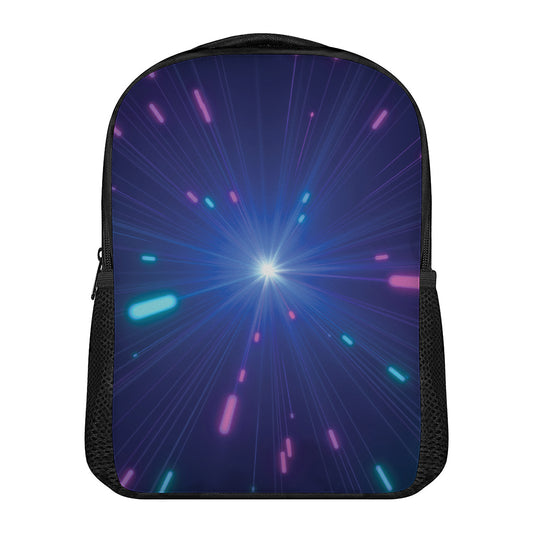 Pink And Teal Lights Speed Print Casual Backpack