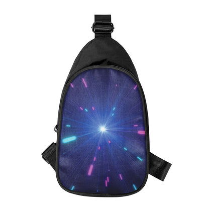 Pink And Teal Lights Speed Print Chest Bag