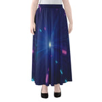 Pink And Teal Lights Speed Print Chiffon Maxi Skirt