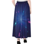 Pink And Teal Lights Speed Print Chiffon Maxi Skirt
