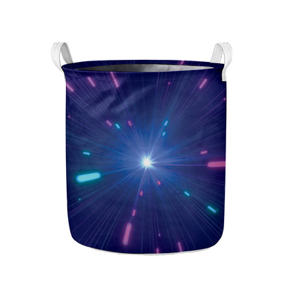 Pink And Teal Lights Speed Print Collapsible Laundry Basket