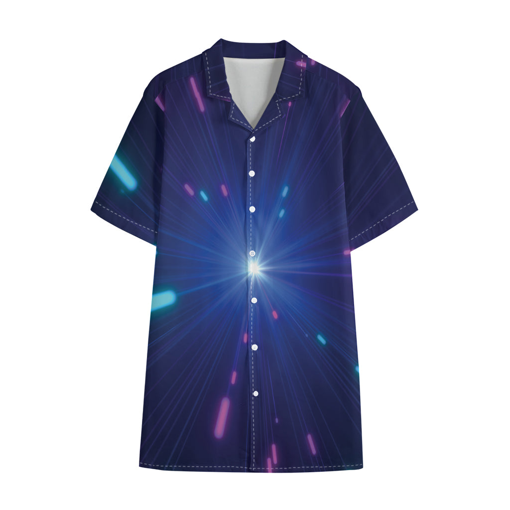 Pink And Teal Lights Speed Print Cotton Hawaiian Shirt