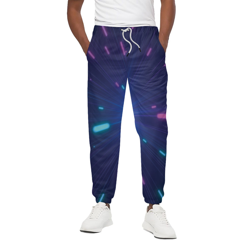 Pink And Teal Lights Speed Print Cotton Pants