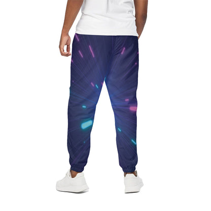 Pink And Teal Lights Speed Print Cotton Pants