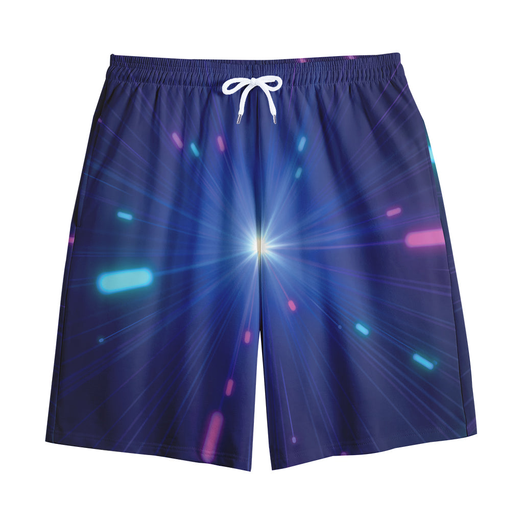 Pink And Teal Lights Speed Print Cotton Shorts
