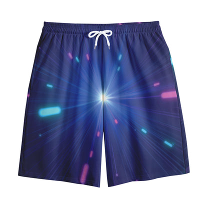 Pink And Teal Lights Speed Print Cotton Shorts