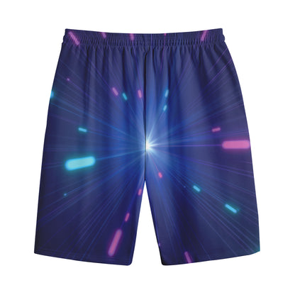 Pink And Teal Lights Speed Print Cotton Shorts