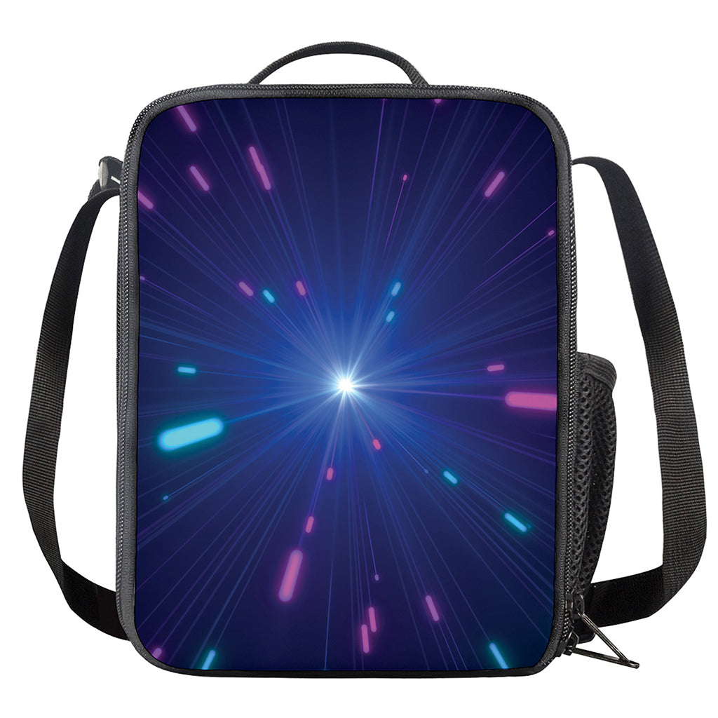 Pink And Teal Lights Speed Print Crossbody Lunch Bag