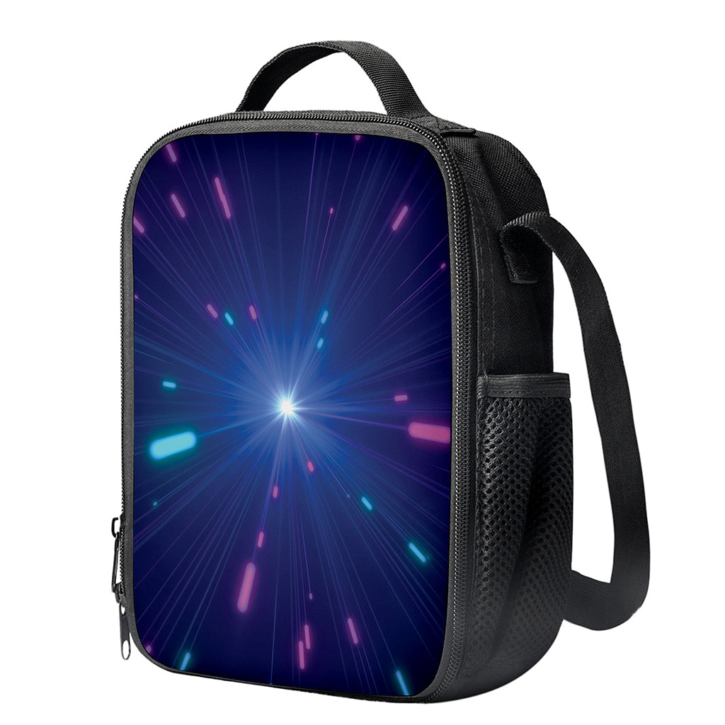 Pink And Teal Lights Speed Print Crossbody Lunch Bag