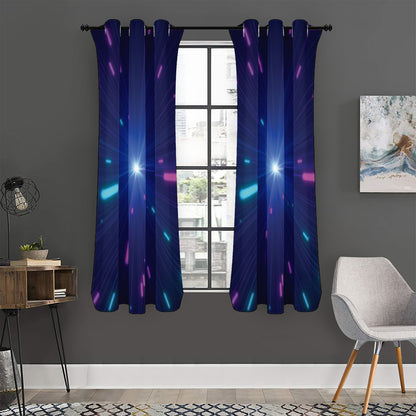 Pink And Teal Lights Speed Print Curtain