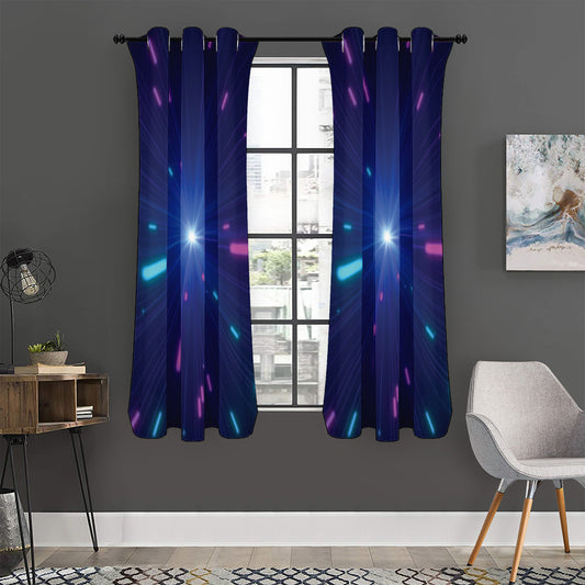 Pink And Teal Lights Speed Print Curtain