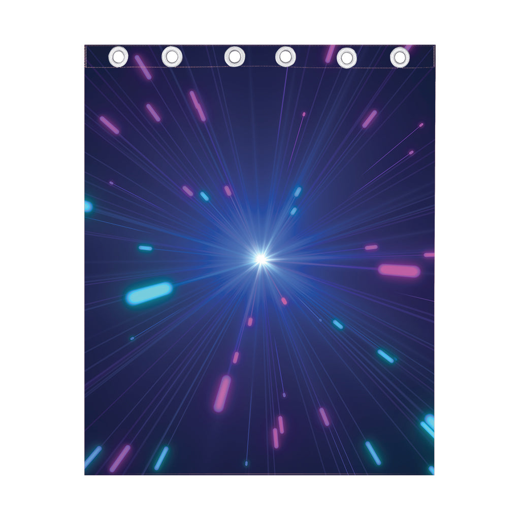Pink And Teal Lights Speed Print Curtain
