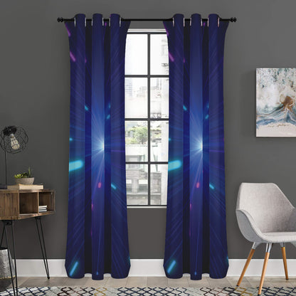 Pink And Teal Lights Speed Print Curtain