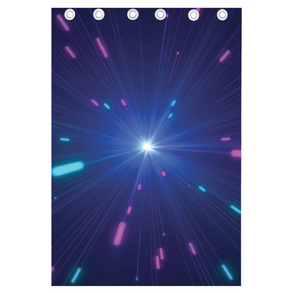 Pink And Teal Lights Speed Print Curtain