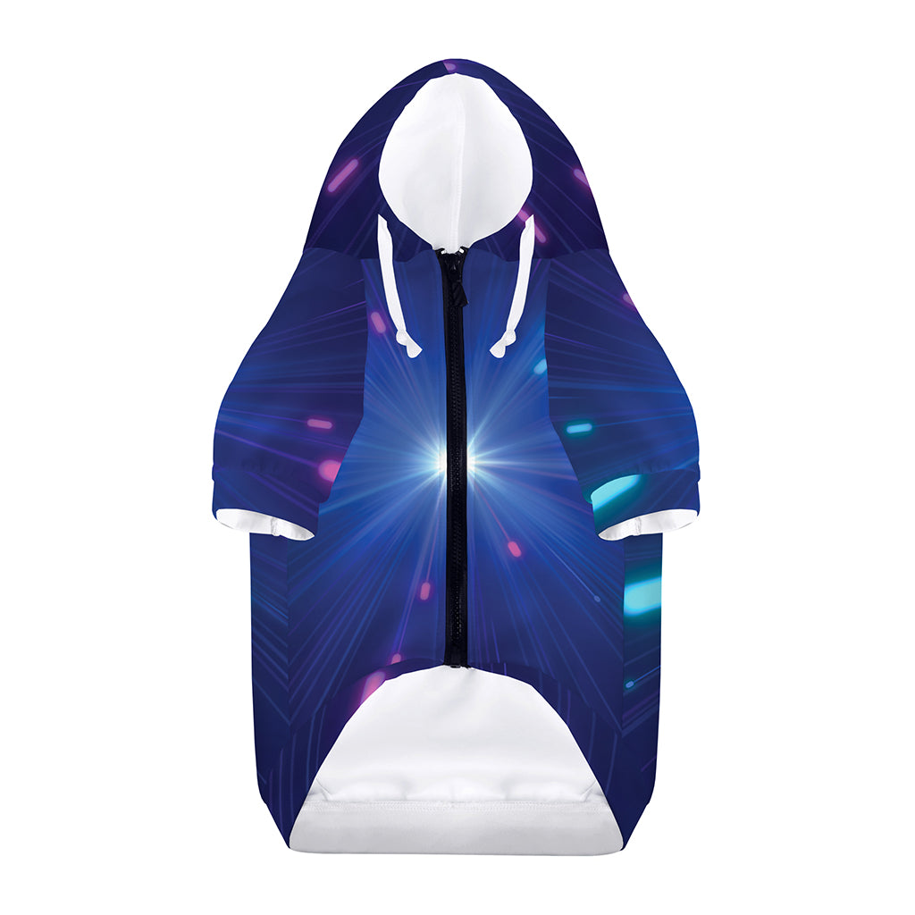 Pink And Teal Lights Speed Print Dog Zip Up Hoodie