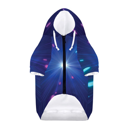 Pink And Teal Lights Speed Print Dog Zip Up Hoodie