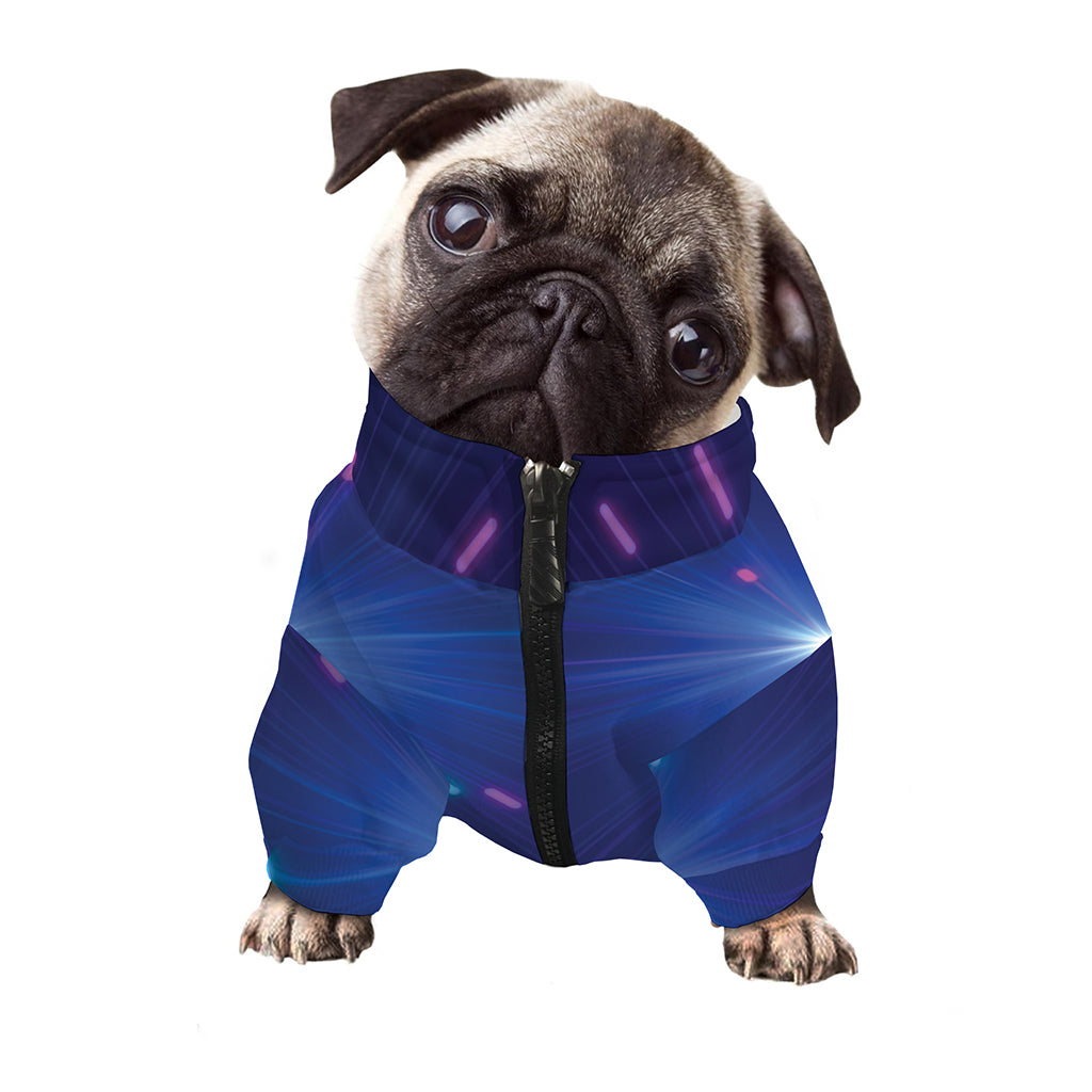Pink And Teal Lights Speed Print Dog Zip Up Jacket