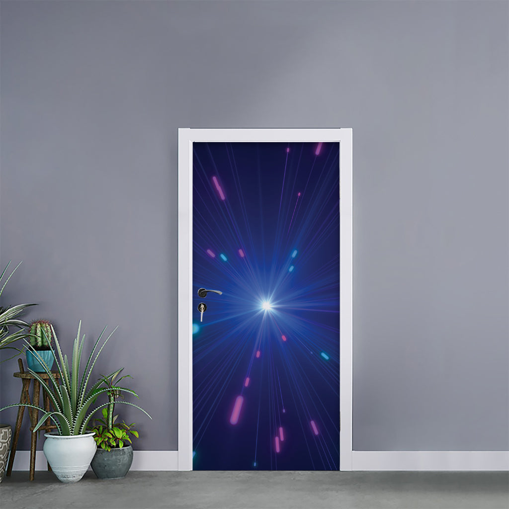 Pink And Teal Lights Speed Print Door Sticker
