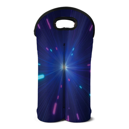 Pink And Teal Lights Speed Print Double Neoprene Wine Tote