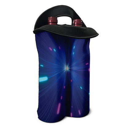 Pink And Teal Lights Speed Print Double Neoprene Wine Tote