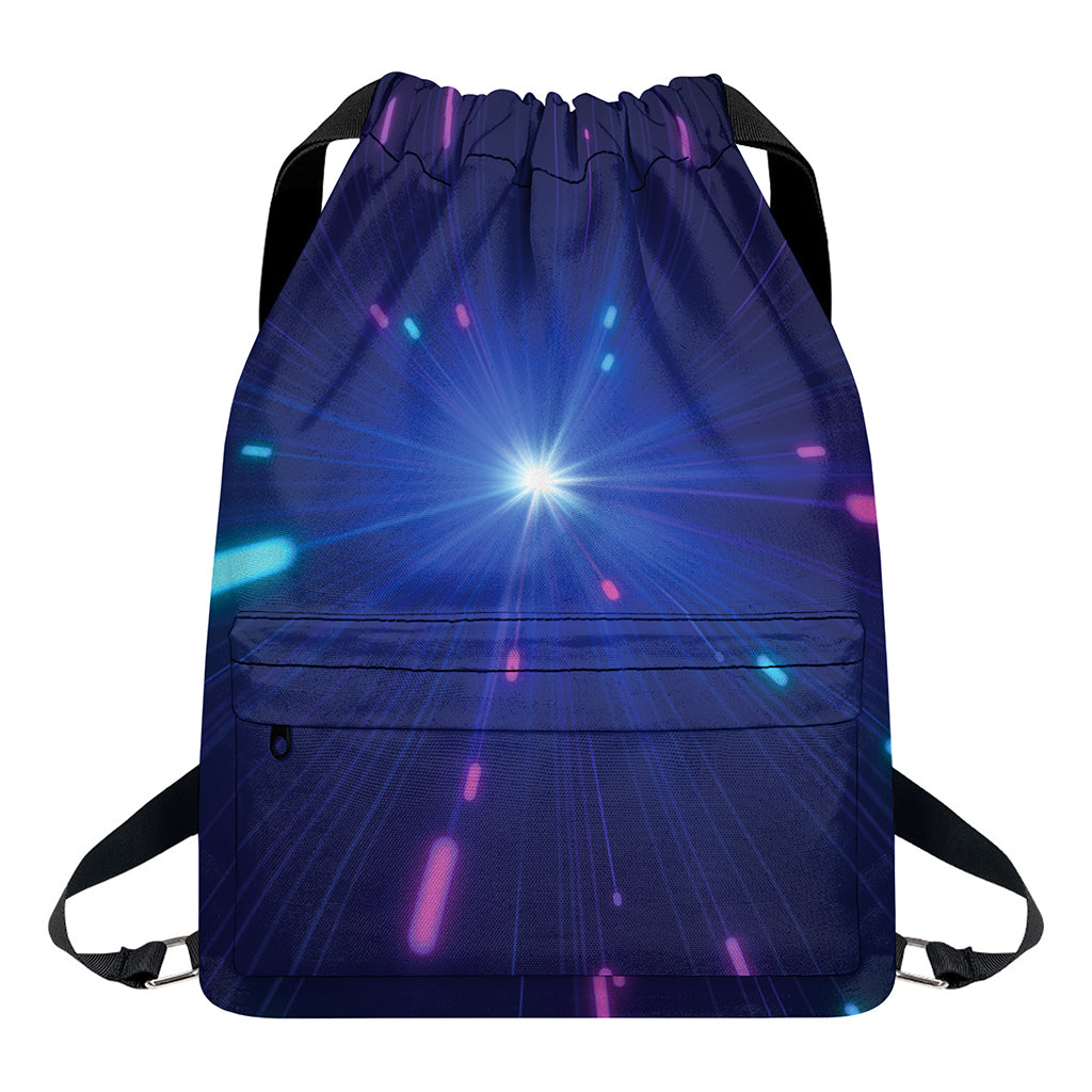 Pink And Teal Lights Speed Print Drawstring Backpack