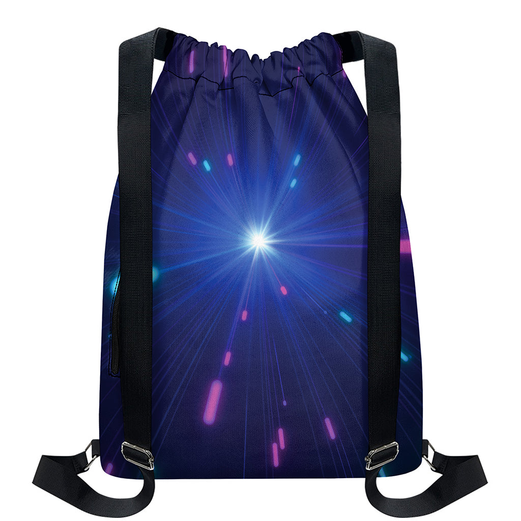 Pink And Teal Lights Speed Print Drawstring Backpack