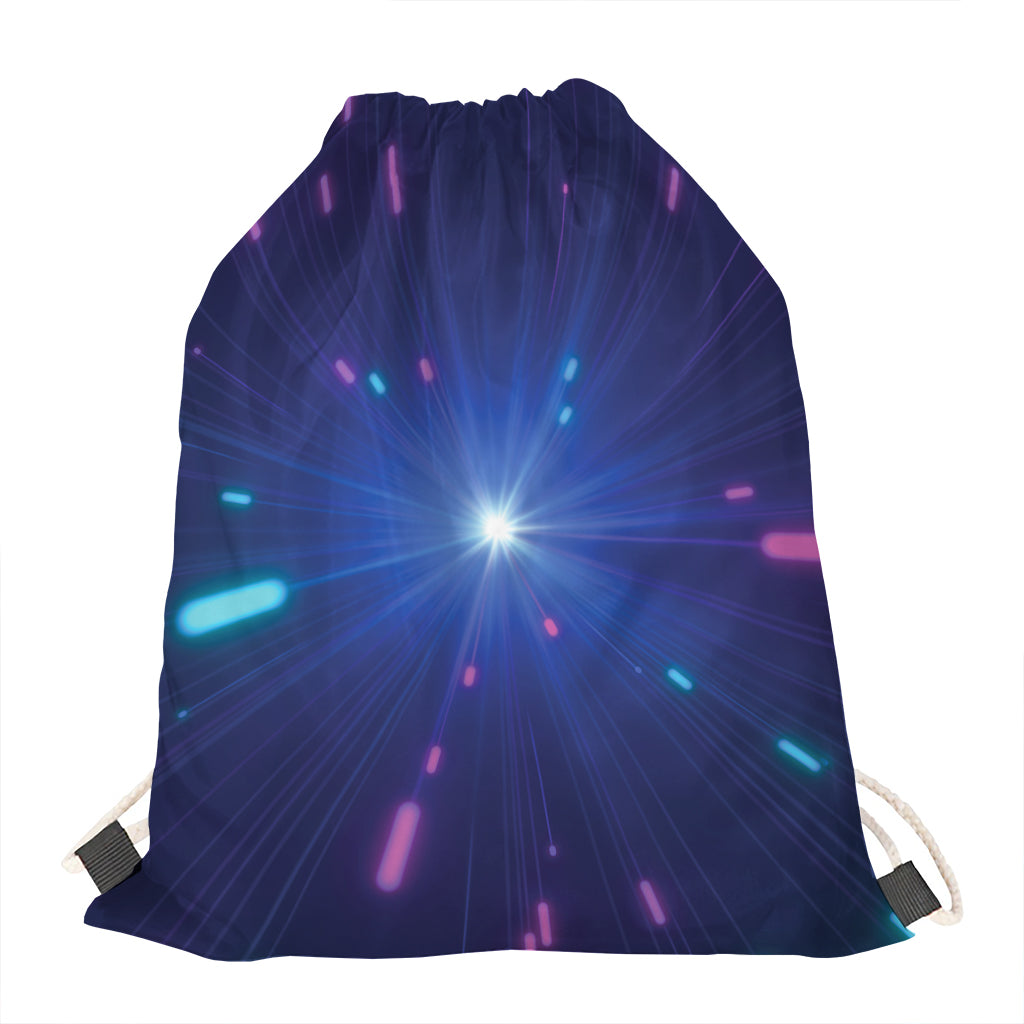Pink And Teal Lights Speed Print Drawstring Bag