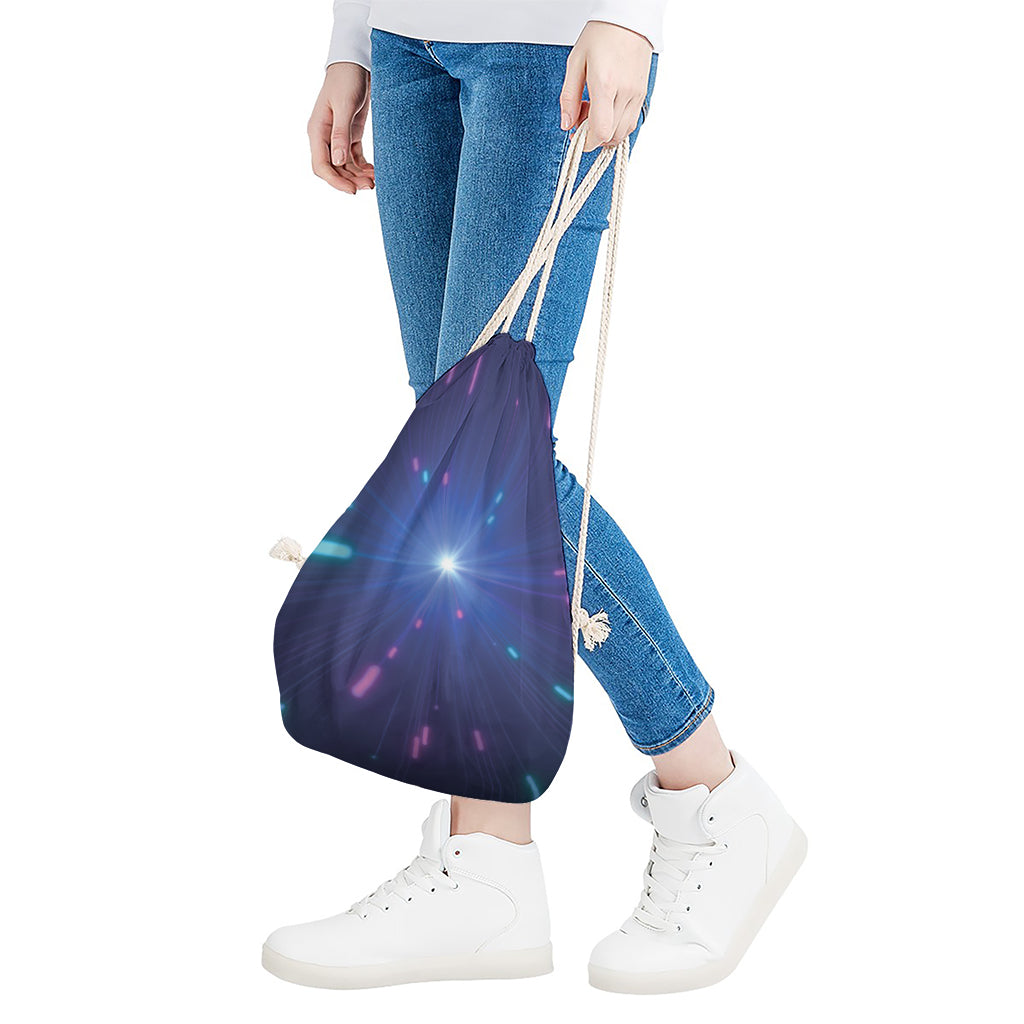 Pink And Teal Lights Speed Print Drawstring Bag
