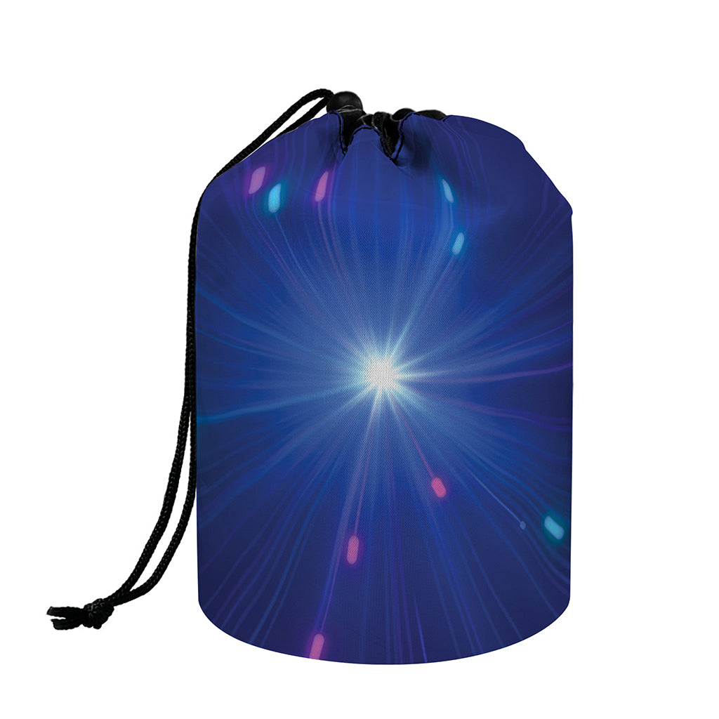 Pink And Teal Lights Speed Print Drawstring Makeup Bag