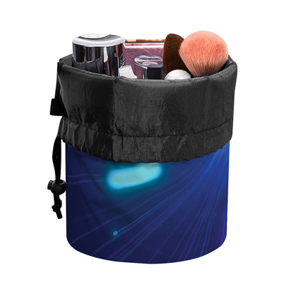 Pink And Teal Lights Speed Print Drawstring Makeup Bag