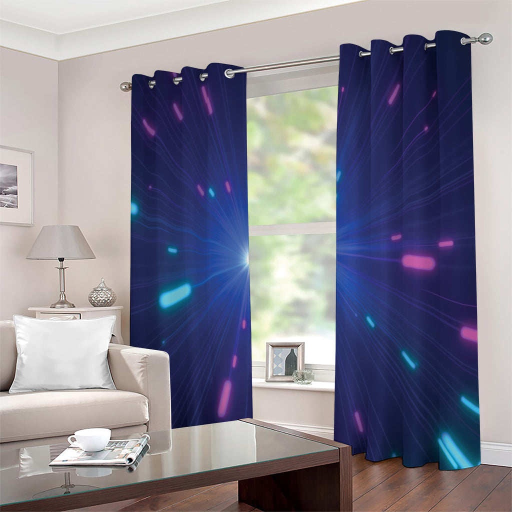 Pink And Teal Lights Speed Print Extra Wide Grommet Curtains