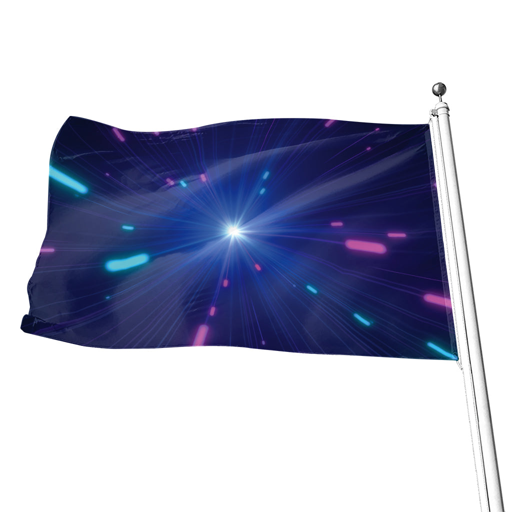 Pink And Teal Lights Speed Print Flag