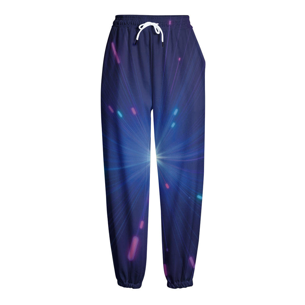 Pink And Teal Lights Speed Print Fleece Lined Knit Pants