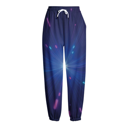 Pink And Teal Lights Speed Print Fleece Lined Knit Pants