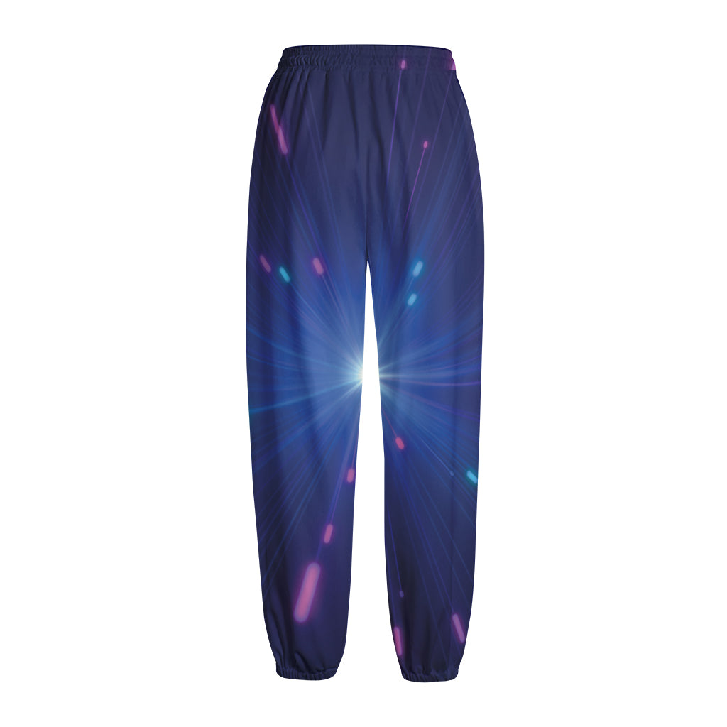 Pink And Teal Lights Speed Print Fleece Lined Knit Pants