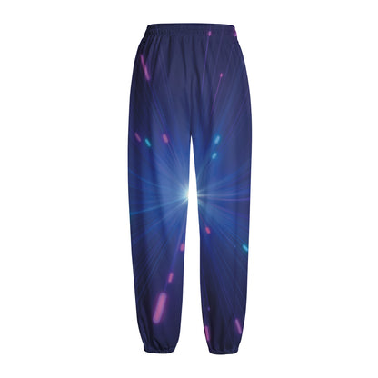 Pink And Teal Lights Speed Print Fleece Lined Knit Pants