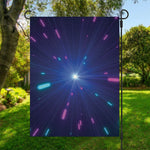 Pink And Teal Lights Speed Print Garden Flag