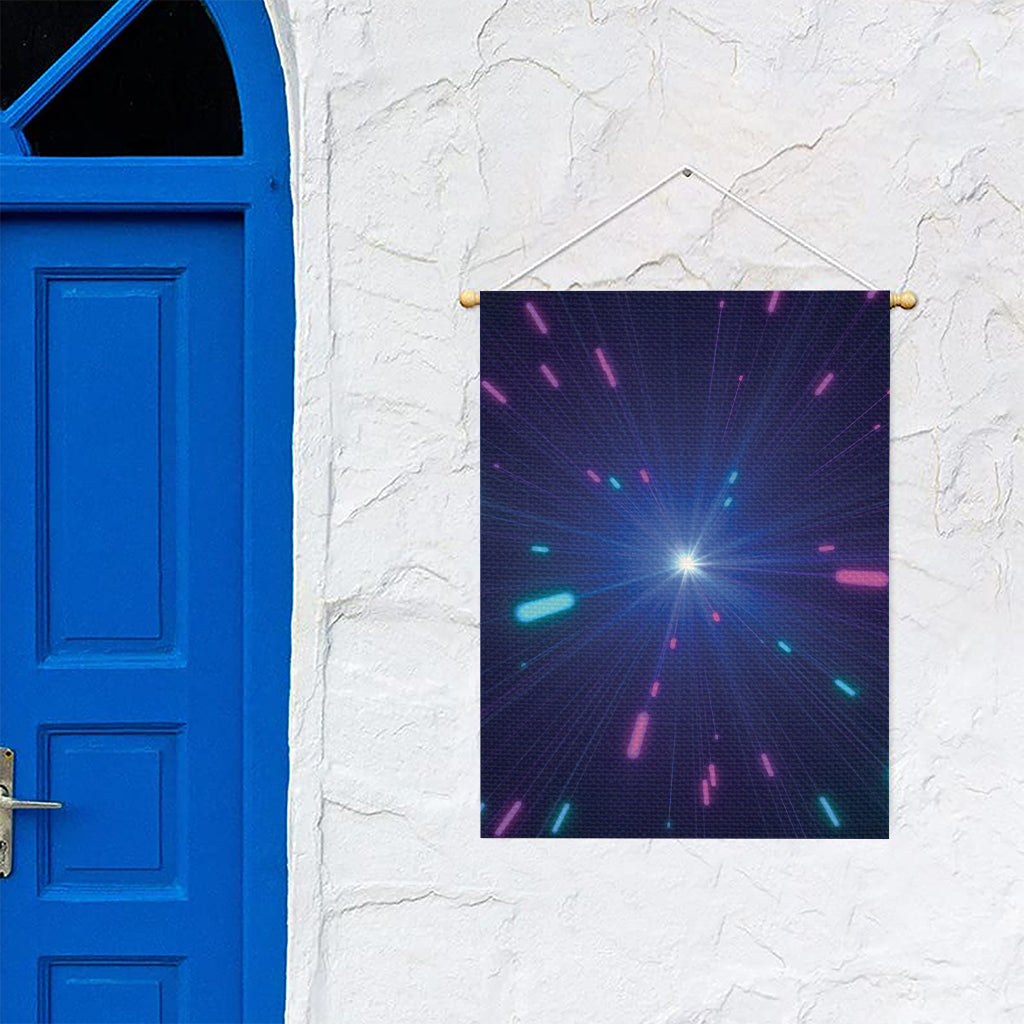 Pink And Teal Lights Speed Print Garden Flag
