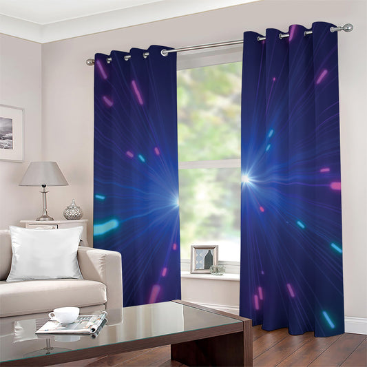 Pink And Teal Lights Speed Print Grommet Curtains