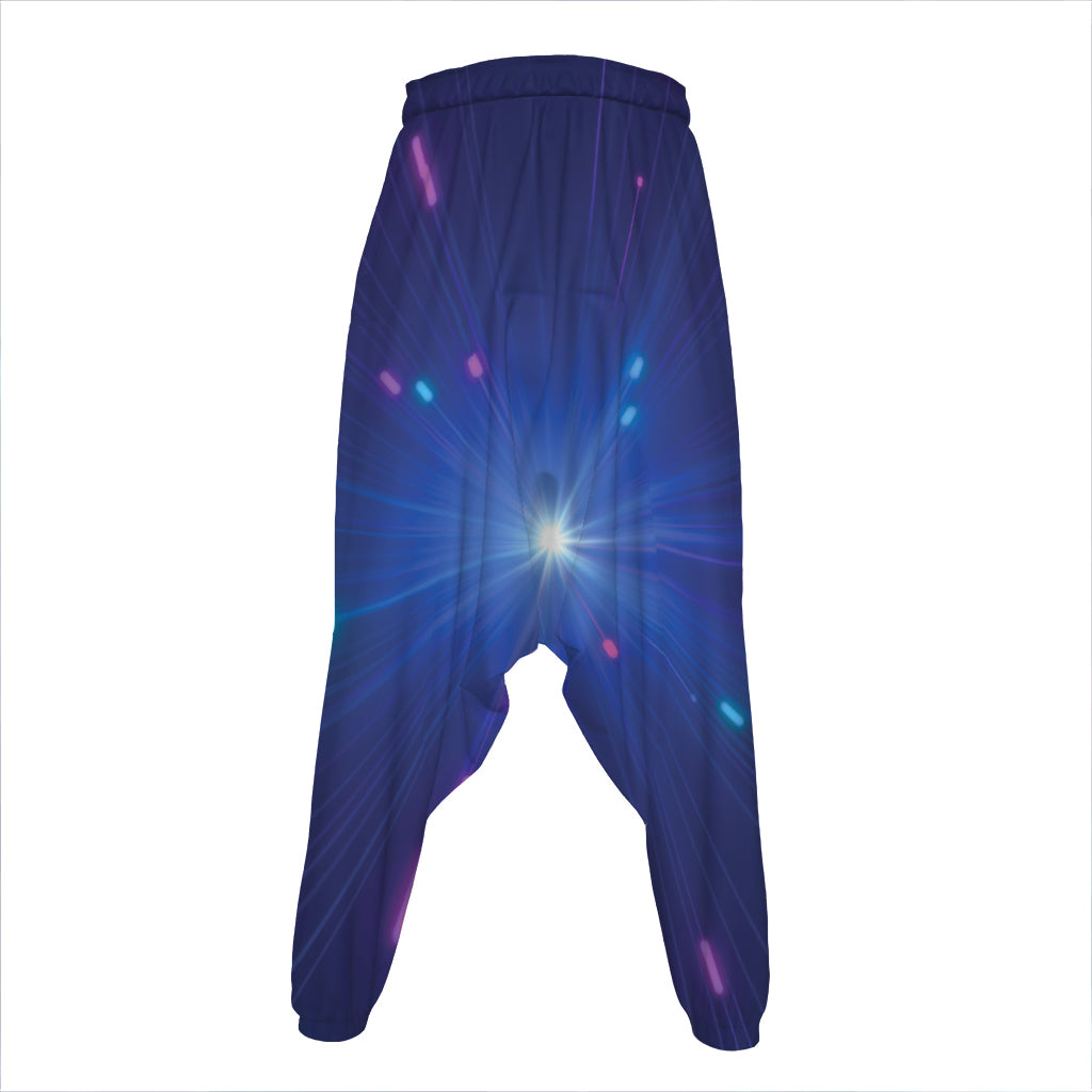 Pink And Teal Lights Speed Print Hammer Pants