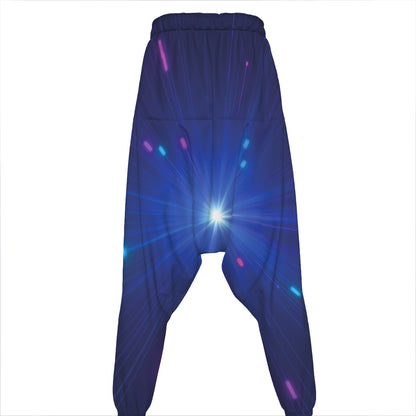 Pink And Teal Lights Speed Print Hammer Pants