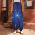 Pink And Teal Lights Speed Print Harem Pants