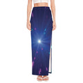 Pink And Teal Lights Speed Print High Slit Maxi Skirt