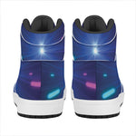 Pink And Teal Lights Speed Print High Top Leather Sneakers