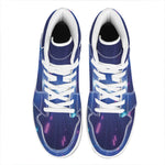 Pink And Teal Lights Speed Print High Top Leather Sneakers