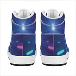 Pink And Teal Lights Speed Print High Top Leather Sneakers