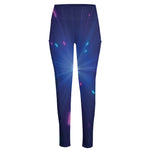 Pink And Teal Lights Speed Print High-Waisted Pocket Leggings