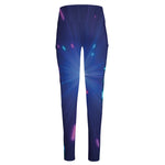 Pink And Teal Lights Speed Print High-Waisted Pocket Leggings