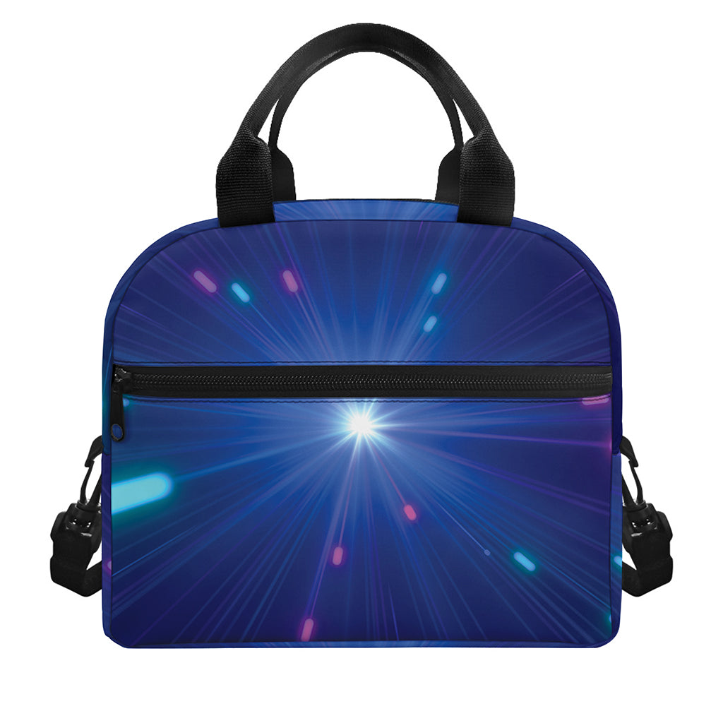 Pink And Teal Lights Speed Print Insulated Lunch Bag