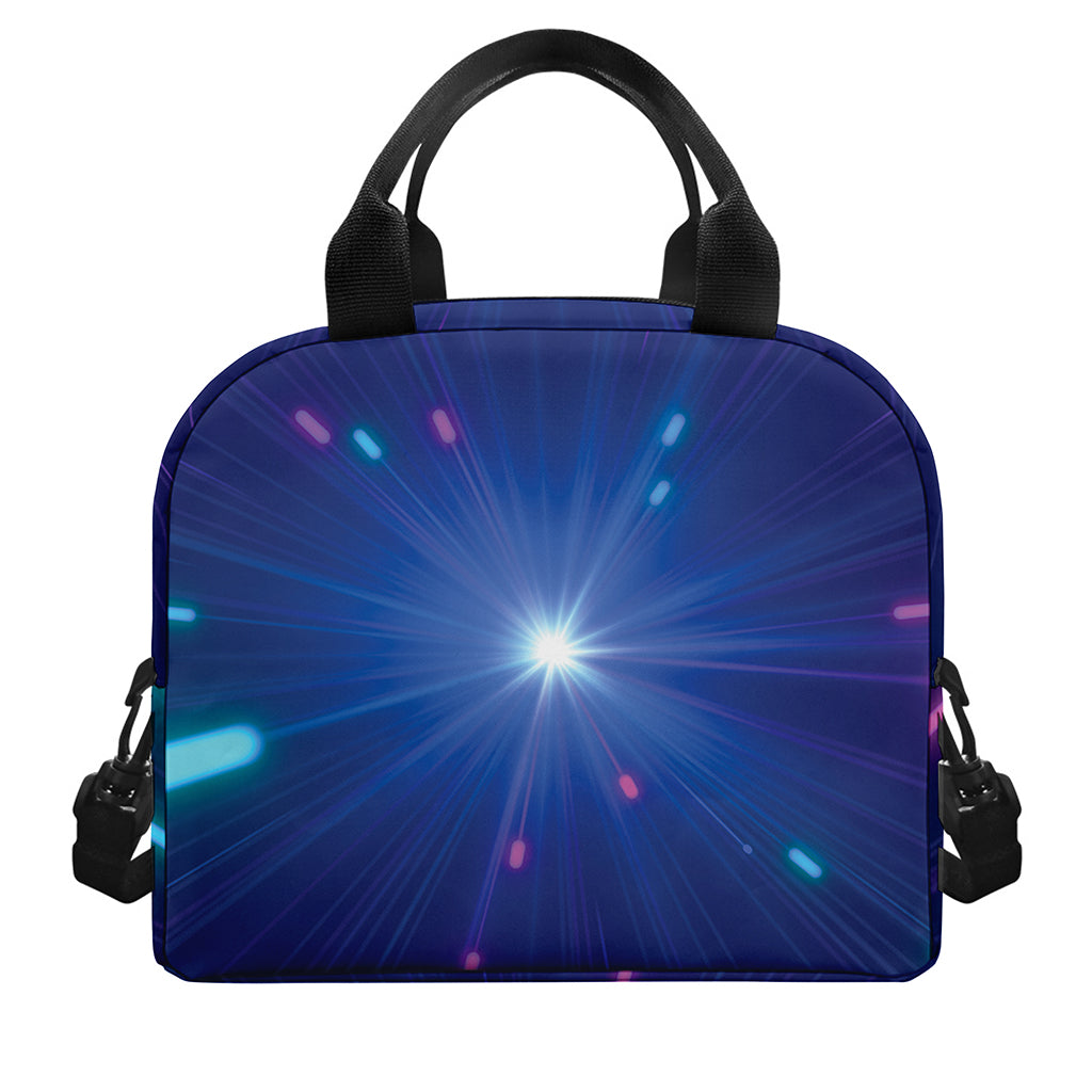Pink And Teal Lights Speed Print Insulated Lunch Bag